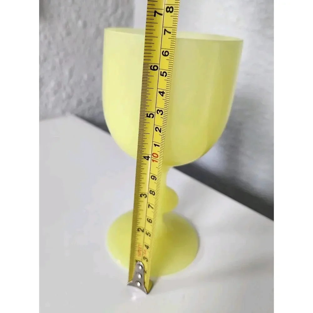 Portieux Vallerysthal Lot of 7 Canary Yellow Opaline Uranium Glasses 30's Read - Picture 8 of 11